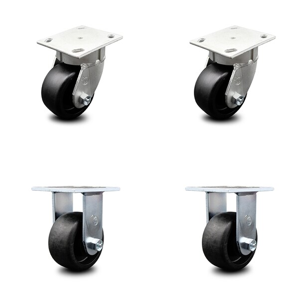 Service Caster 4 Inch Kingpinless Glass Filled Nylon Wheel Swivel Caster Swivel 2 Rigid, 2PK SCC-KP30S420-GFNR-2-R-2 - main